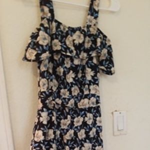 Black maxi dress off shoulder beige flowers